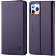 🔮 premium dark purple shieldon genuine leather iphone 11 pro wallet case: auto sleep/wake, kickstand, card slot, magnetic closure, tpu shockproof cover - 5.8 inch compatible logo