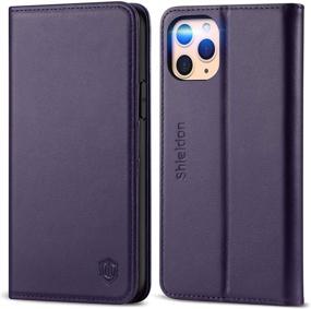 img 4 attached to 🔮 Premium Dark Purple SHIELDON Genuine Leather iPhone 11 Pro Wallet Case: Auto Sleep/Wake, Kickstand, Card Slot, Magnetic Closure, TPU Shockproof Cover - 5.8 Inch Compatible