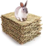🐇 yesland 12 pack woven bed mat for rabbits: grass mat, bunny bedding nest, chew toy bed for small animals logo