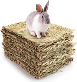 img 4 attached to 🐇 Yesland 12 Pack Woven Bed Mat for Rabbits: Grass Mat, Bunny Bedding Nest, Chew Toy Bed for Small Animals