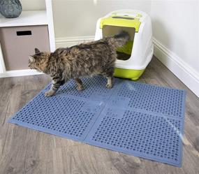 img 3 attached to Ultimate Litter Control Mat for Cats and Kittens - Petlinks Purr-fect Paws, Blue, Extra-Large: Easy Clean Up Design