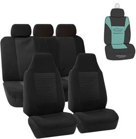 img 4 attached to FH Group FB107115 Premium Fabric Seat Covers (Black) Full Set With Gift – Universal Fit For Cars Trucks &Amp