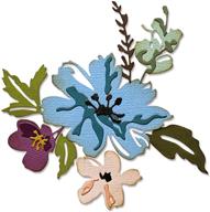 🌸 тонкие ножницы sizzix thinlits die 665210 brushstroke flowers #2 от tim holtz, 8 штук, многоцветные - точная резка для креативного творчества! логотип