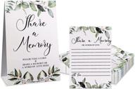 🌿 set of 50 greenery eucalyptus share a memory cards and greenery place cards for graduation, wedding, bridal shower, birthday party, anniversary, holiday activity - black font logo