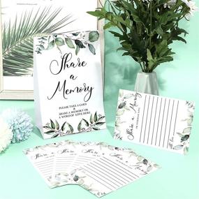 img 1 attached to 🌿 Set of 50 Greenery Eucalyptus Share a Memory Cards and Greenery Place Cards for Graduation, Wedding, Bridal Shower, Birthday Party, Anniversary, Holiday Activity - Black Font