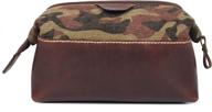 🎒 genuine leather canvas toiletry bag - unisex dopp kit for travel (camo green) logo