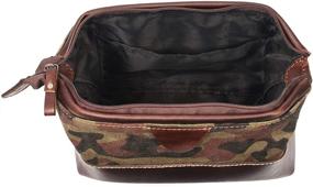 img 1 attached to 🎒 Genuine Leather Canvas Toiletry Bag - Unisex Dopp Kit for Travel (Camo GREEN)