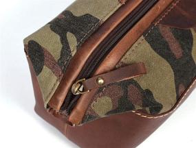 img 2 attached to 🎒 Genuine Leather Canvas Toiletry Bag - Unisex Dopp Kit for Travel (Camo GREEN)