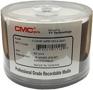 📀 cmc pro watershield glossy white inkjet hub 16x dvd-r - 50-pack: powered by ty technology logo