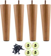 🪑 6-inch round solid wood furniture feet sofa legs - natural wooden couch legs for armchair, cabinet, chair, mid century modern dresser - ideal for diy projects - bun feet replacement logo