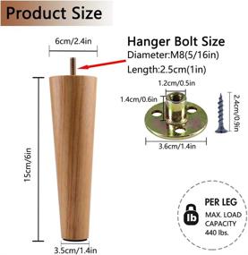 img 2 attached to 🪑 6-Inch Round Solid Wood Furniture Feet Sofa Legs - Natural Wooden Couch Legs for Armchair, Cabinet, Chair, Mid Century Modern Dresser - Ideal for DIY Projects - Bun Feet Replacement