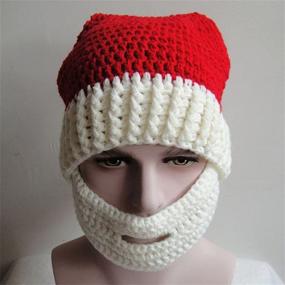 img 3 attached to 🎅 Kafeimali Unisex Christmas Winter Knitted Santa Hat with Beard - Foldaway Bearded Caps for Festive Fun!