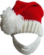 🎅 kafeimali unisex christmas winter knitted santa hat with beard - foldaway bearded caps for festive fun! logo