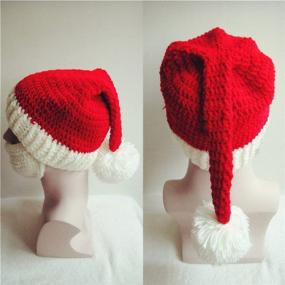 img 1 attached to 🎅 Kafeimali Unisex Christmas Winter Knitted Santa Hat with Beard - Foldaway Bearded Caps for Festive Fun!