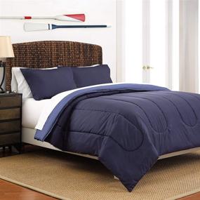 img 4 attached to 🛏️ Martex 1C11995 Reversible Twin Size 3-Piece Comforter Set in Navy Blue/Medium Blue: Enjoy Versatile and Stylish Bedding