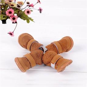 img 2 attached to 🐾 Warm and Waterproof Small Pet Winter Snow Boots with Anti-Slip Sole - S-Lifeeling Lamb Skin Teddy Puppy Dog Cotton Shoes