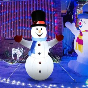 img 3 attached to 🎅 Outdoor Christmas Inflatable Snowman Decorations – 4FT, Built-in LED Lights, Tethers & Stakes for Yard, Garden, Lawn. Ideal for Holiday & Winter Décor