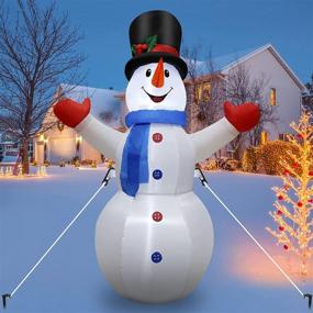 img 4 attached to 🎅 Outdoor Christmas Inflatable Snowman Decorations – 4FT, Built-in LED Lights, Tethers & Stakes for Yard, Garden, Lawn. Ideal for Holiday & Winter Décor