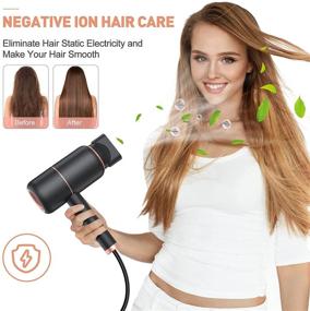 img 3 attached to 💨 Ionic Hair Dryer, 1800W Professional Blow Dryer for Fast Drying with Negative Ion Technology, Powerful AC Motor, Multiple Heat Settings & Speeds, Includes 1 Diffuser and 1 Nozzle for Home, Salon, and Travel