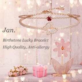 img 2 attached to 🦋 KIMILILY Rose Gold Butterfly Birthstone Bracelets for Women, Gifts for Girls with Crystals from Swarovski, Fine Jewelry Box Included