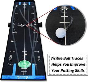 img 1 attached to 🏌️ Aucuda Indoor Putting Green: 4-Speed Putting Mat for Home, 10ft Long Golf Simulator. Perfect Golf Gift!