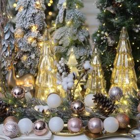 img 3 attached to 🎄 Sea Team 60mm/2.36" Decorative Shatterproof Christmas Ornaments Set - 30-Pack in Rose Gold & White Glittering Designs