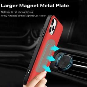 img 2 attached to 📱 ESTPEAK Magnetic Case for iPhone 11 (6.1") - Red | Hidden Card Holder Wallet with Mirror, Built-in Metal Plate supports Magnetic Car Holder & Drop Protection