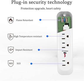 img 1 attached to Белая защита от скачков напряжения с USB-портом (3 розетки + 2 USB), удлинитель на 6 футов, зарядное устройство для дома и офиса, сертифицировано SGS, 125V/10A