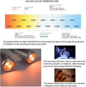 img 3 attached to 📚 HONGUT Rechargeable LED Neck Reading Light - Bedtime Book Light with 8 Bright LEDs, 2 Modes, Adjustable Bendable Arms, Amber Light for Camping, Repairing, Knitting