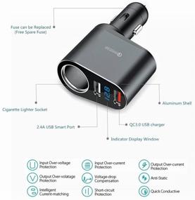 img 2 attached to 🔌 Timloon Car Charger Adapter: 60W Socket Splitter with Dual USB Quick Charge 3.0 and 2.4A USB, Voltage Display – Ideal for iPhone, iPad, Android, Samsung, Dash Cam, GPS