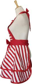 img 1 attached to Vintage Maid Polka Dot Cooking Apron - Violet Mist Cute Retro Apron, Lacy Kitchen Bib Aprons for Women Ladies, Adjustable (Red Stripe)