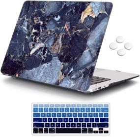 img 4 attached to 💻 iCasso MacBook Air 13 Inch Case (2010-2017 Older Version) - Navy Blue Marble | Hard Shell Protective Case & Keyboard Cover for Model A1369/A1466