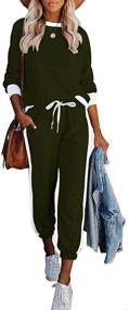 img 4 attached to 💃 PRETTYGARDEN Women's 2 Piece Sweatsuit: Long Sleeve Crewneck Striped Side Joggers