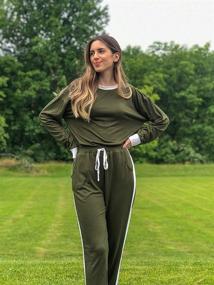 img 2 attached to 💃 PRETTYGARDEN Women's 2 Piece Sweatsuit: Long Sleeve Crewneck Striped Side Joggers