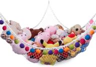 stuffed animal net - canjoo stuffed animal hammock: wall hanging mesh toy organizer for jumbo stuffed animals, plush toy corner net holder and storage for kids' play room or bedroom (white) logo