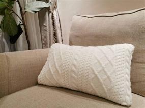 img 3 attached to 🛋️ Lumbar Decorative Throw Pillow Cover - Sweater Knit Rectangular Cushion Case for Couch, Chair, Bed and Home Accent Decor - Cream (12x20 Inch / 30x50 cm)