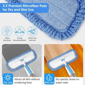 img 3 attached to 🧼 Hardwood Floor Cleaning Spray Mop - MANGOTIME Microfiber Wet Mop with 3 Reusable Washable Pads and 410ml Refillable Bottle, Dust Mop for Laminate, Tile, Vinyl, and Ceramic Flooring