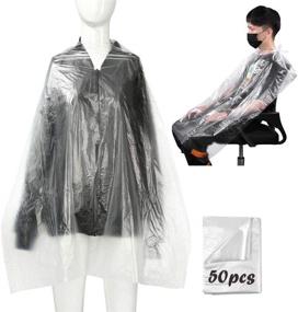 img 4 attached to 🧣 Pack of 50 Disposable Capes for Salon and Barber Hair Cutting - Professional Waterproof Salon Cape. Also includes a Set of 35.5x51 Inch Transparent Hairdresser Aprons.