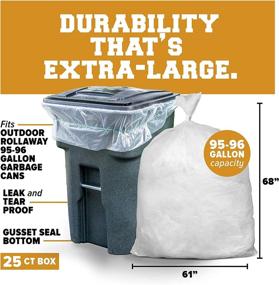 img 3 attached to Plasticplace Clear Heavy Duty Trash Bags - 95-96 🗑️ Gallon Can Liners, 2 Mil, 61” X 68” (25 Count)