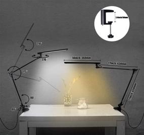 img 1 attached to 🔦 Metal Architect LED Desk Lamp, Amzrozky Drafting Table Lamp with Clamp - Eye-Care Dimmable Office Light, Swing Arm Task Lamp with 5 Color 5 Brightness, Touch Control, Memory Function, Black