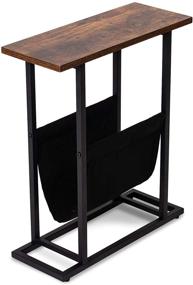 img 4 attached to 🛏️ GOOD & GRACIOUS Industrial End Table: Vintage Bedside Table with Sturdy Metal Frame for Living Room, Bedroom & Small Spaces - Easy Assembly, Industrial & Rustic Brown Design