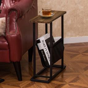 img 2 attached to 🛏️ GOOD & GRACIOUS Industrial End Table: Vintage Bedside Table with Sturdy Metal Frame for Living Room, Bedroom & Small Spaces - Easy Assembly, Industrial & Rustic Brown Design