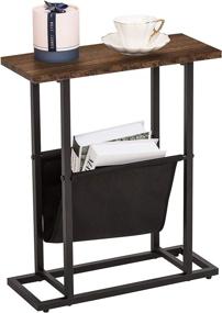 img 3 attached to 🛏️ GOOD & GRACIOUS Industrial End Table: Vintage Bedside Table with Sturdy Metal Frame for Living Room, Bedroom & Small Spaces - Easy Assembly, Industrial & Rustic Brown Design