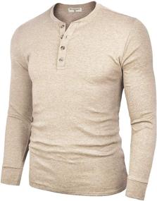 img 4 attached to Dapper Derminpro: Sleek Oatmeal Henley Shirts for Casual Men's Clothing