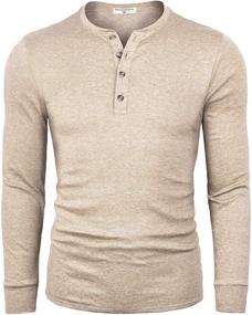 img 3 attached to Dapper Derminpro: Sleek Oatmeal Henley Shirts for Casual Men's Clothing