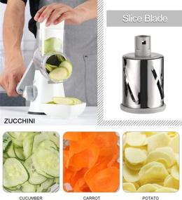 img 3 attached to 🧀 Ourokhome Rotary Cheese Grater Shredder - Manual 3 Drum Blades Vegetable Slicer, Nut Grinder with Peeler and Cleaning Brush - White Gray