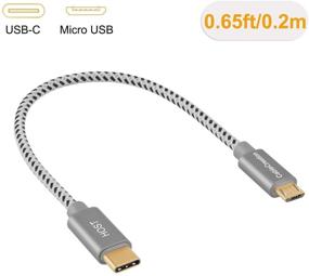 img 3 attached to 🔌 Кабель Micro USB на USB C 0,65 FT, плетеный шнур, кабель OTG Micro USB 480Mbps, совместим с MacBook Pro Air S21 S20 S10 Pixel 5/4/3/2, Space Gray