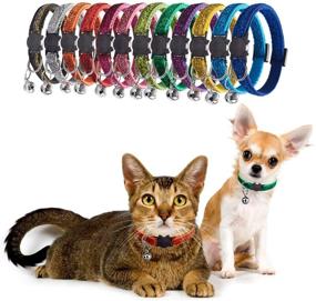 img 3 attached to 🐱 12-Pack Ameolela Cat Collars Breakaway with Bell - Sparkling Nylon, Adjustable Safety Kitten Collars for Pets or Small Dogs