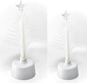 img 3 attached to Fiber Optic Tree Set by BANBERRY DESIGNS - 2 Pc Color Changing Holiday Tree Set with Star Topper - Tabletop Tree Set