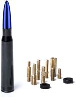 50 cal caliber black blue tip bullet antenna heavy gauge billet aluminum short compatible with ford f150 1999-2019 (blue-black) logo